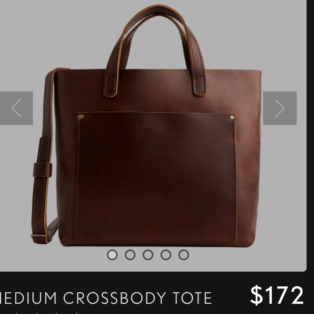 NWOT Portland Leather Cognac Mini Crossbody Tote Bag